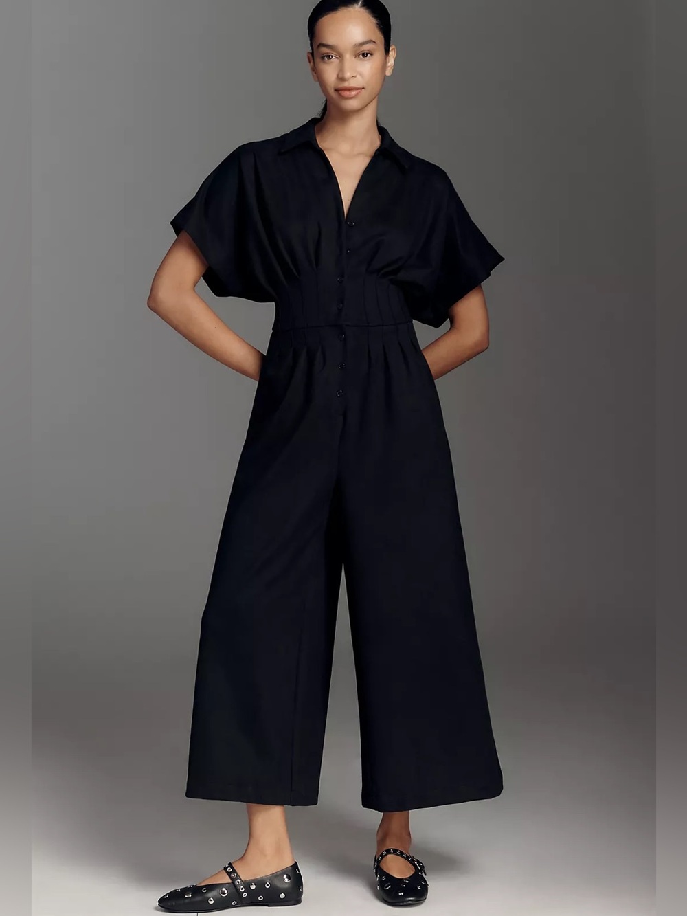NWT Tobie Faux-Suede Pleated Jumpsuit by Exquise Size XS